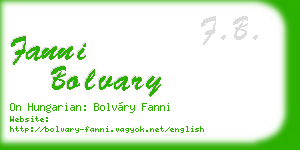 fanni bolvary business card